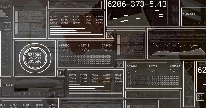 HUD panels updating and sliding, revealing mid-adult man leaning and mixing dough, preparing meal