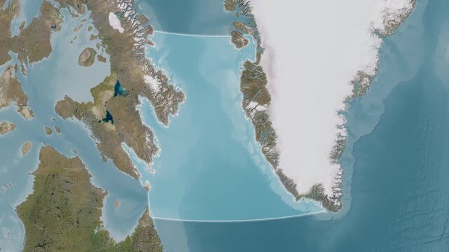 Davis Strait - Highlighted Geographic Boundaries on Natural Color Map