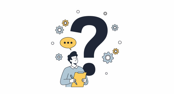 Man thinking with question mark.