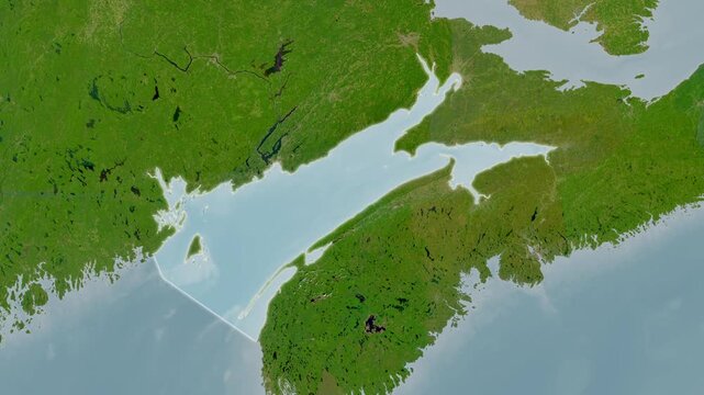 Bay of Fundy - Highlighted Geographic Boundaries on Natural Color Map