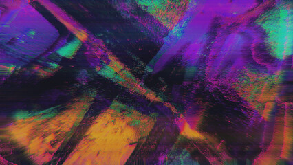 Fototapeta premium Digital neon purple, orange, cyan glitch art. Retro 80s, cyberpunk style, pixel noise, distortion effect. Background texture, web site visuals, modern 90s, 2000s, Y2K creative banner