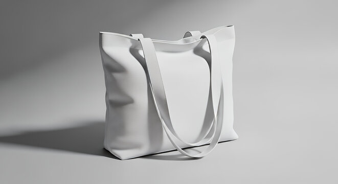 White tote bag mockup with long handles on neutral background tote bag mockup mockup fabric bag tote blank canvas cloth design eco fashion cotton shopping empty background