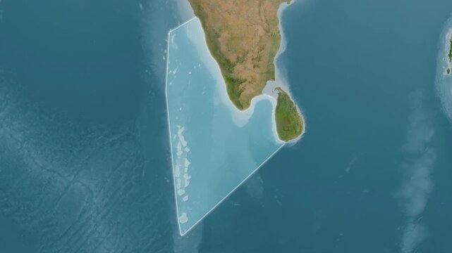 Laccadive Sea - Highlighted Geographic Boundaries on Natural Color Map
