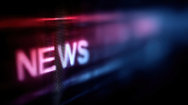 Internet news concept with digital screen showing breaking news headlines