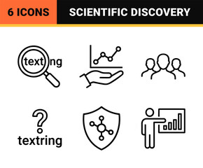 Fototapeta premium Scientific Research and Data Analysis Line Icons. Minimalist Geometric Monoline Symbols for Laboratory Investigation and Academic Study.