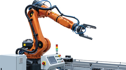 Naklejka premium Industrial Robotic Arm on Assembly Line