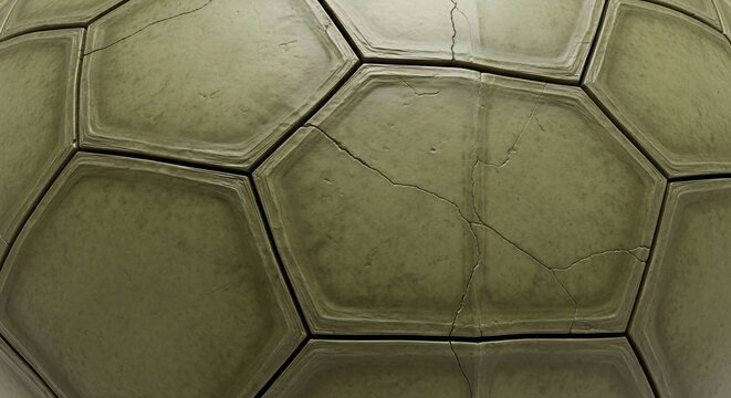 Close-up Texture of an Old Weathered Soccer Ball Surface.
