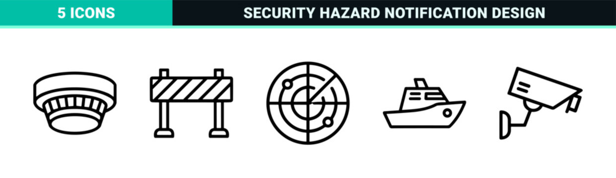 Emergency Alert and Security Warning System Line Art Graphics Featuring Minimalist Monoline Geometric Symbols for Safety and Hazard Notification