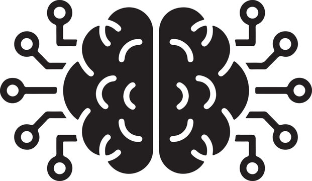 Modern ai brain chip icon silhouette design representing artificial intelligence technology
