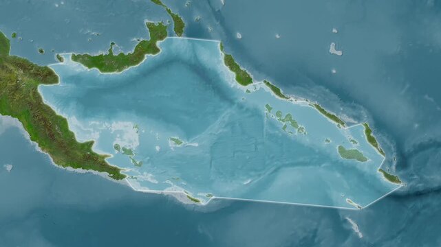 Solomon Sea - Highlighted Geographic Boundaries on Natural Color Map