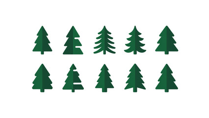 Obraz premium Collection of green pine trees arranged in two horizontal rows Vector