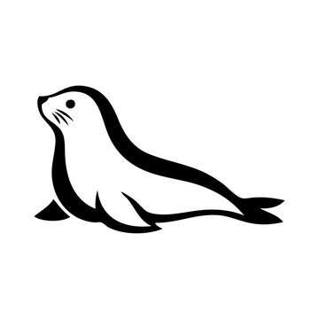 Logotipo con dibujo sencillo con l&iacute;neas de una foca o le&oacute;n marino 