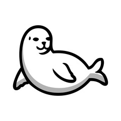 Logotipo con dibujo sencillo con líneas de una foca o león marino  © teracreonte