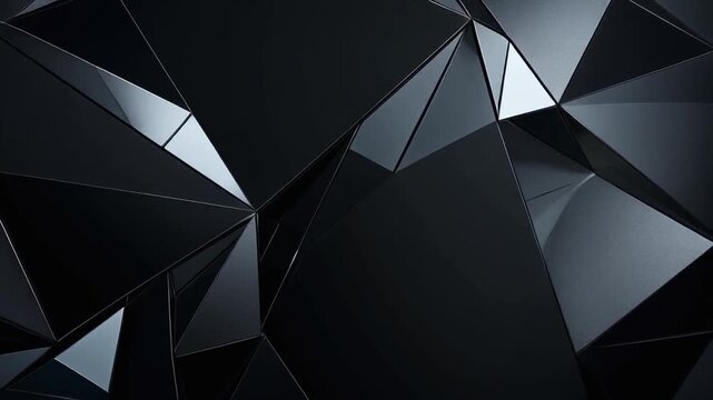 A geometric composition of dark, angular surfaces, with highlights reflecting light
