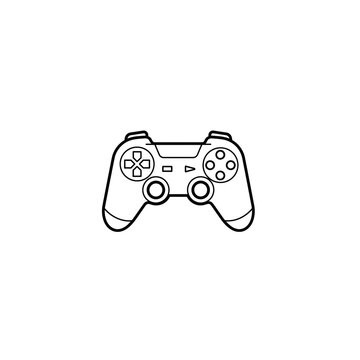 A black and white drawing of a video game controller