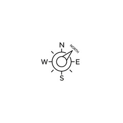 Fototapeta premium A black line drawing of a compass with a dial and needle pointing east