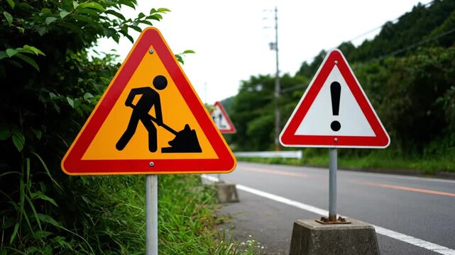 Roadwork  Warning Signs.