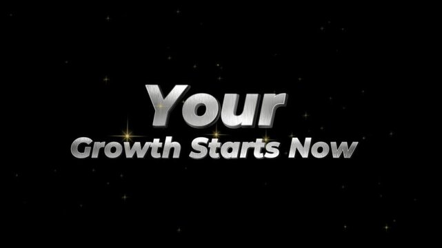 Motivational quote with silver text on black background with red light effect and stars