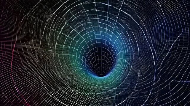 Abstract 3D wireframe tunnel with gradient colors