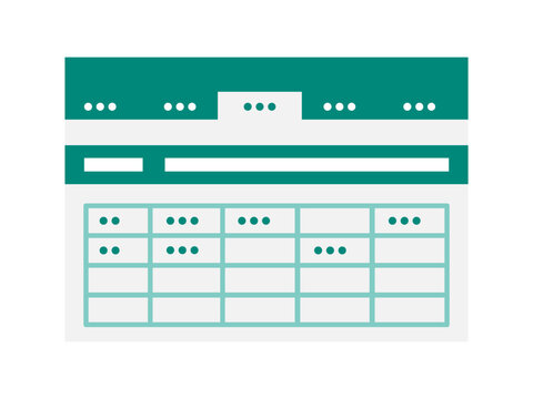 Generic spreadsheet user interface for data management accounting and task organization in a clean flat design suitable for business software concepts