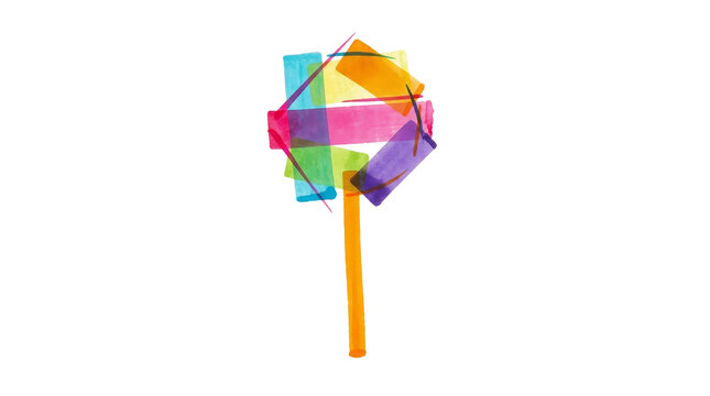 Hand drawn marker pen lollipop with colorful strokes on png background.