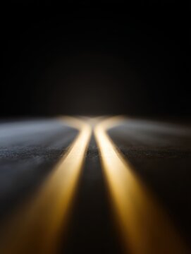 Road splitting into many bright paths, decision and leadership concept