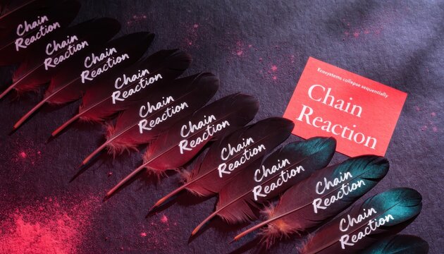 Feathers Arranged With 'Chain Reaction' Text