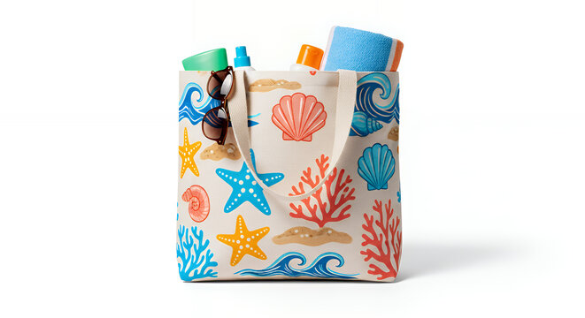 Summer beach bag tote bag shopping bag mockup with fabric texture isolated on white background tote bag mockup mockup fabric bag tote blank canvas cloth design eco fashion cotton shopping empty backgr