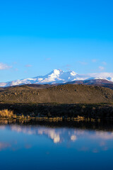 Fototapeta premium Majestic snow-capped Erciyes Mountain peak in winter, Kayseri, Turkey
