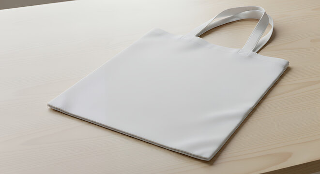 Cotton white plain tote bag ith blank front realistic on a mockup template in a wooden table tote bag mockup mockup fabric bag tote blank canvas cloth design eco fashion cotton shopping empty backgrou