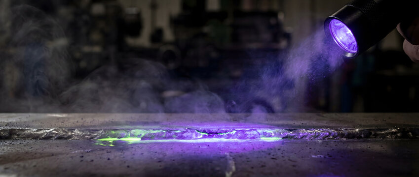 Ndt testing detecting weld crack with fluorescent penetrant