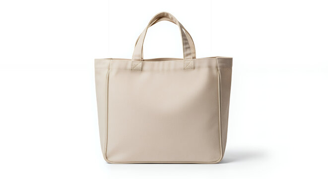 Blank eco friendly beige colour fashion canvas tote bag isolated on white background empty reusable bag for groceries clear shopping bag design template for mock-up front view studio photography tote 