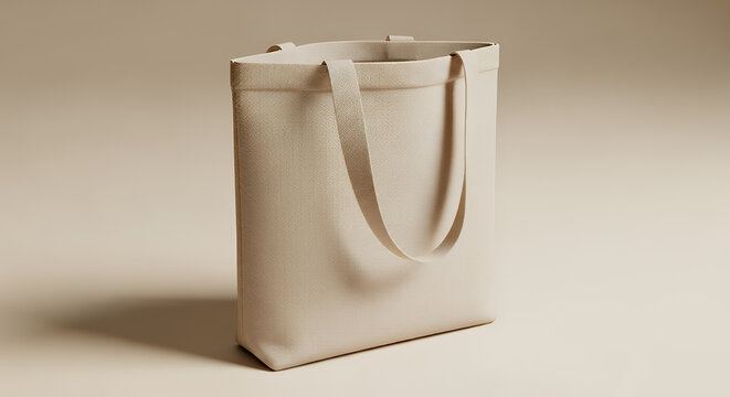 Blank tote bag standing on beige background for product mockup tote bag mockup mockup fabric bag tote blank canvas cloth design eco fashion cotton shopping empty background