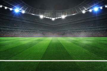  textured soccer game field with isolated, free copy space background - stadium center, midfield