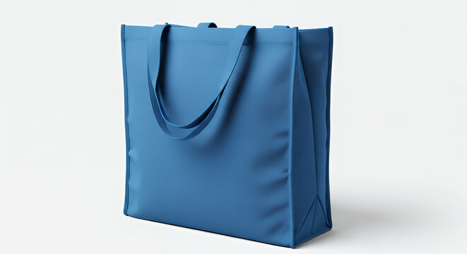 Blue reusable tote bag on transparent background tote bag mockup mockup fabric bag tote blank canvas cloth design eco fashion cotton shopping empty background