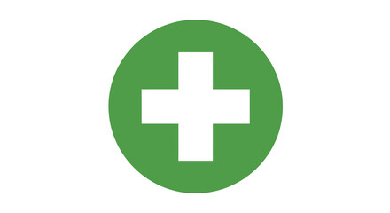 Obraz premium Green medical cross icon on a white background