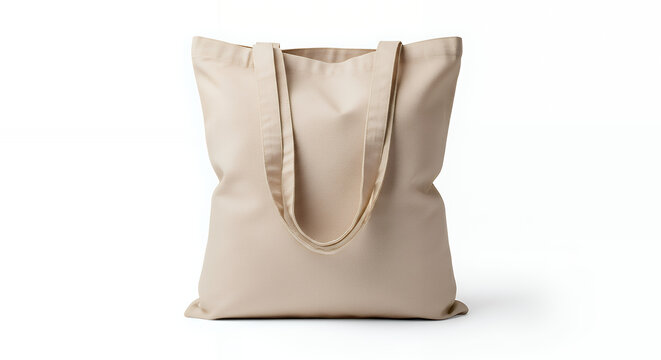 Minimal beige cotton tote bag with handles isolated style on white background concept of eco design clean layout reusable environment item ai generative tote bag mockup mockup fabric bag tote blank ca