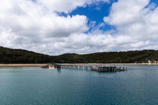 jetty and barge landing at K'gari near Kingfisher Bay