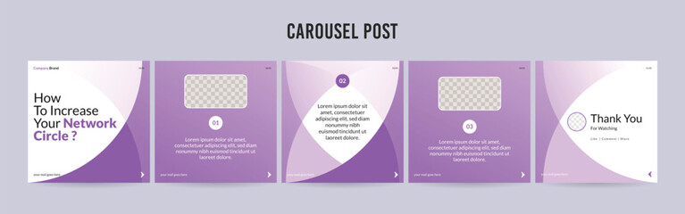 Editable Instagram Carousel Post Layout Set, Social Media Marketing microblog template design, tips & tricks linkedin post template, eps 10.