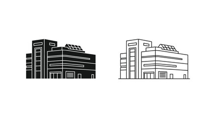 Fototapeta premium a black and white building with many windows Vector