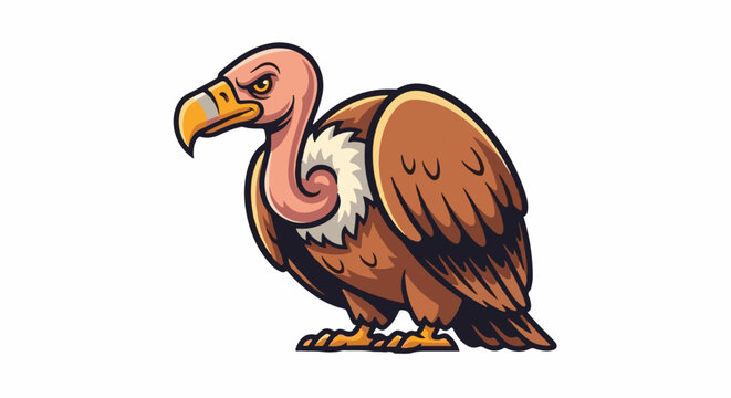 Cartoon vulture with brown wings and pink neck
