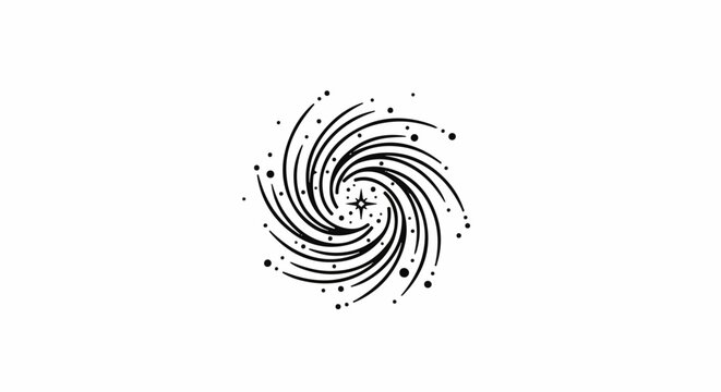 Abstract spiral galaxy with a star in the center, surrounded by dots