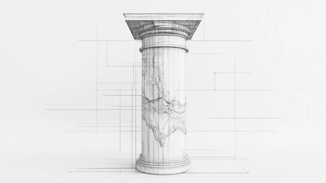 Column and base drawing drawing illustrating architectural column with its corresponding base focusing on structural elements