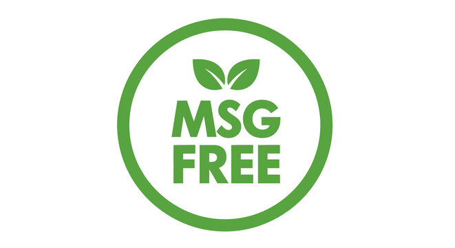 Green MSG free logo with leaf on white background