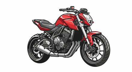 Fototapeta premium A stylized red motorcycle with detailed engine, front fork, and wheels
