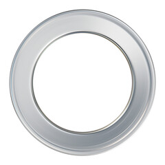 Obraz premium Ring 3d chrome torus silver circle frame element, reflective glossy shiny geometric abstract round shape border, futuristic modern minimalist y2k aesthetic, transparent background, 3d illustration