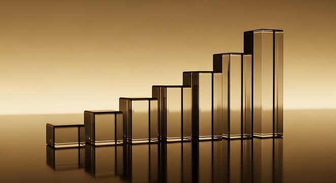 Glass staircase representing business growth and success, symbolizing upward progress and financial gain