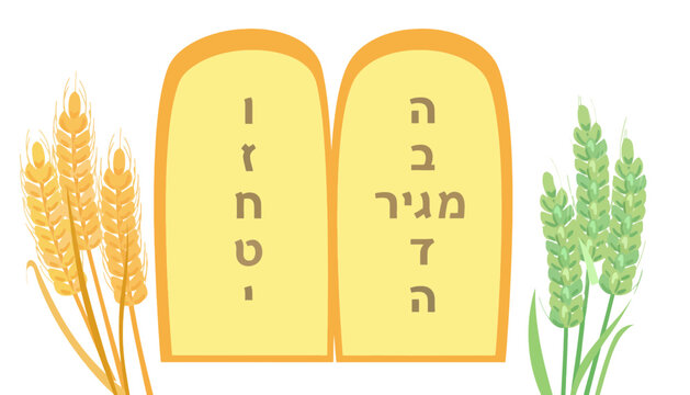 A tablet icon with Hebrew writing and wheat illustration vector