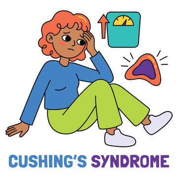 Illustrating Cushing's Syndrome A distressed character facing weight gain, a chronic disease impacting health