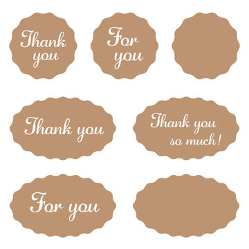 なみなみの丸や楕円のイラストのセット　"Thank you" "For you"などメッセージ入り　ゴールドカラー

